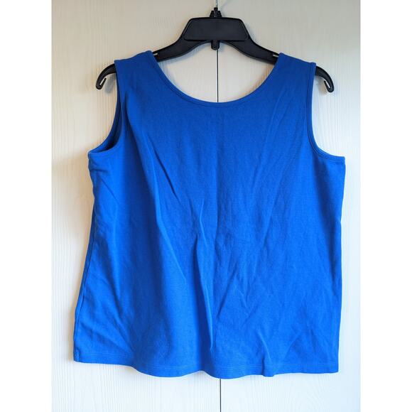 Land's End Women's Blue Sleeveless Crew Neck 100% Cotton Top Size L/P - Picture 2 of 4